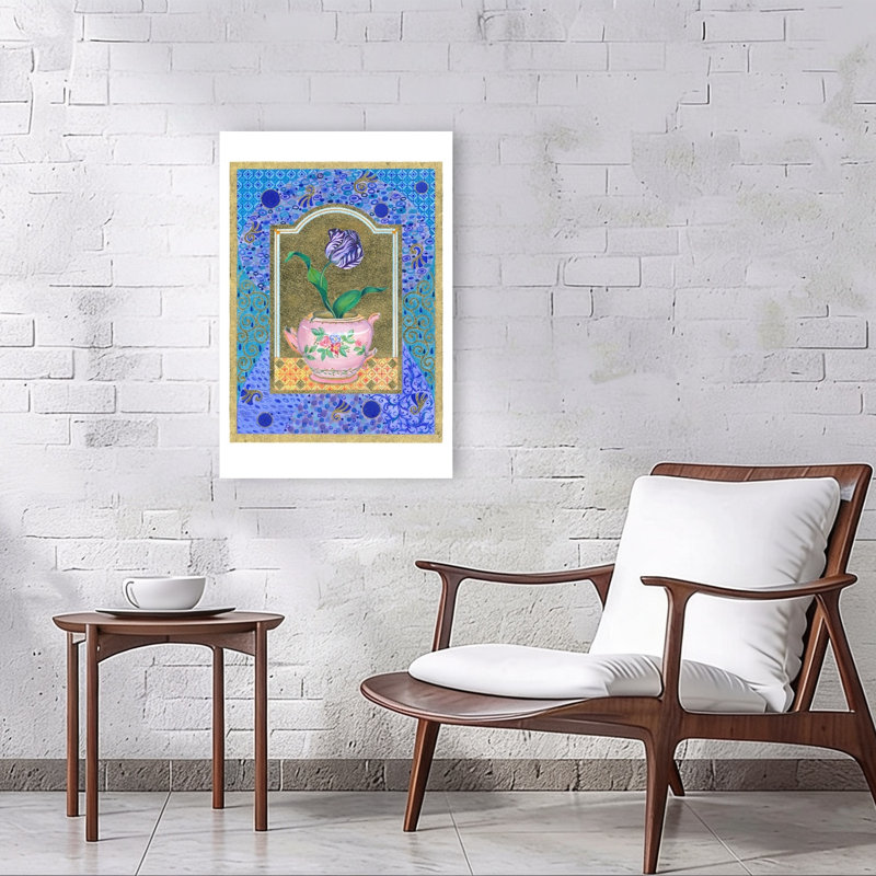 Tulip And Broken Teapot Abstract Colorful Elegant Tulip Violet Flower Wall Art Print 1 Piece Wrapped Canvas Wall Art