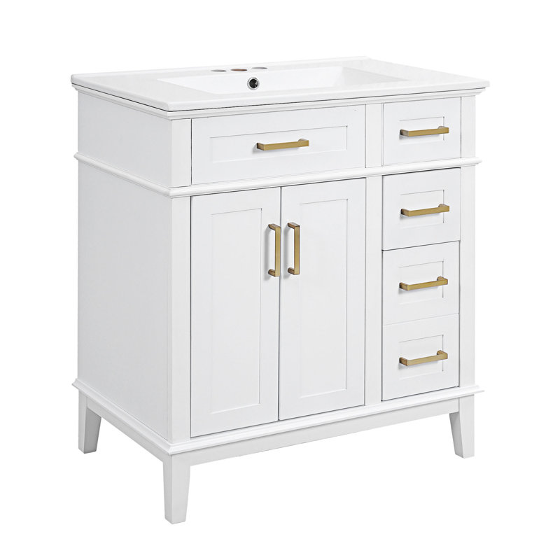 Bathroom Vanity With Ceramic Sink, White