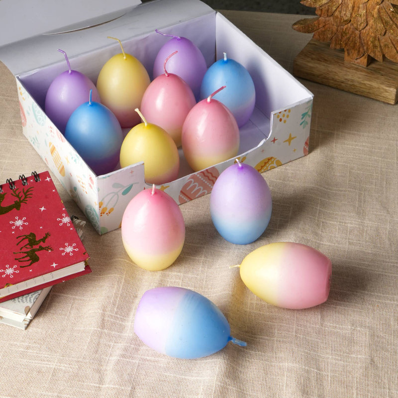 Holiday Candle | Easter Egg Ombrey Candle Box Of 12 Pcs | Multi