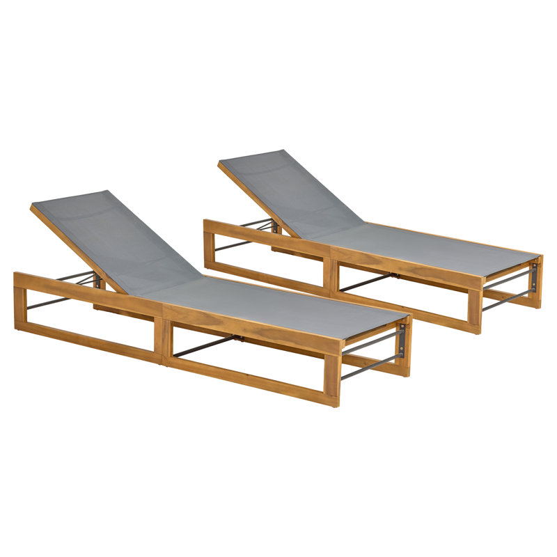 Chaise longue inclinable 78,75 po en acacia