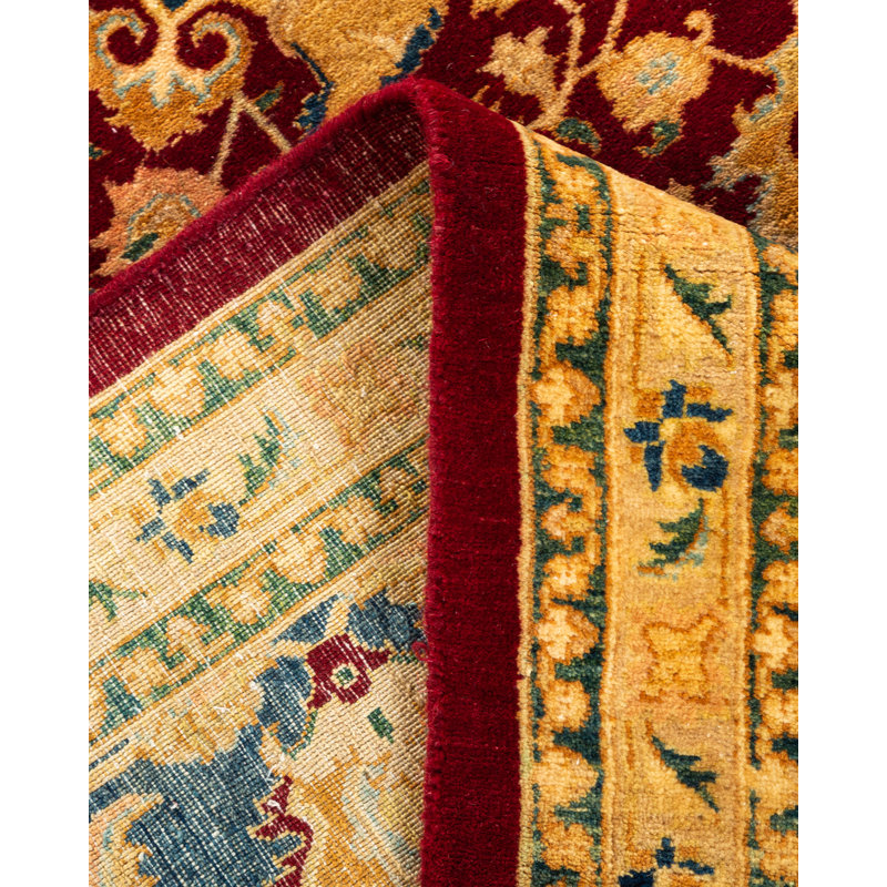 Tapis unique noué à la main 8 pi 1 po x 10 pi 1 po Cheserfo - rouge