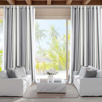 Villanova Striped Grommet Water Resistant Light Filtering Outdoor and Indoor Curtains (1 Panel)