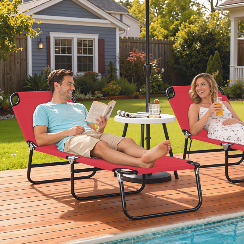Chaises longues de piscine Goddard Outsunny, Noir, noir, noir, noir