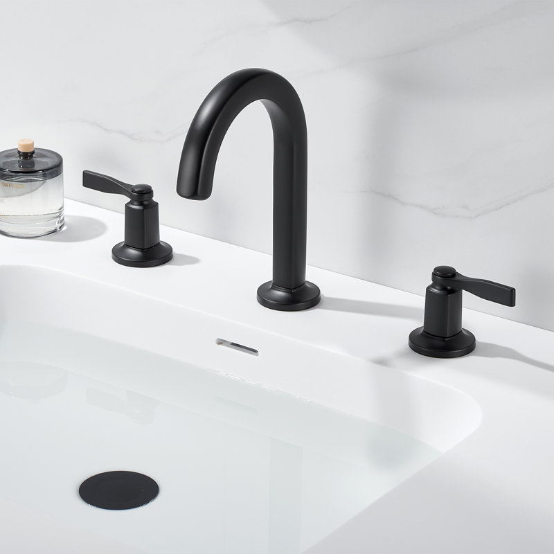 Robinet de meuble-lavabo à 2 poignées avec drain escamotable en métal Larko, Noir mat