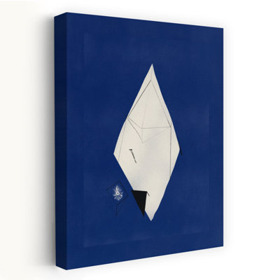 Affiche murale abstraite géométrique bleue représentant un paysage contemporain moderne et abstrait.