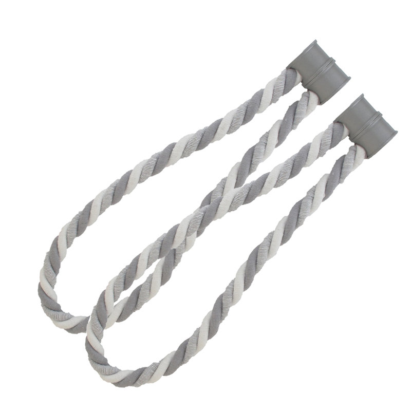 Embrasse de rideaux en corde tressée magnétique Savoia - conception tissée durable pour une utilisation facile, Gris