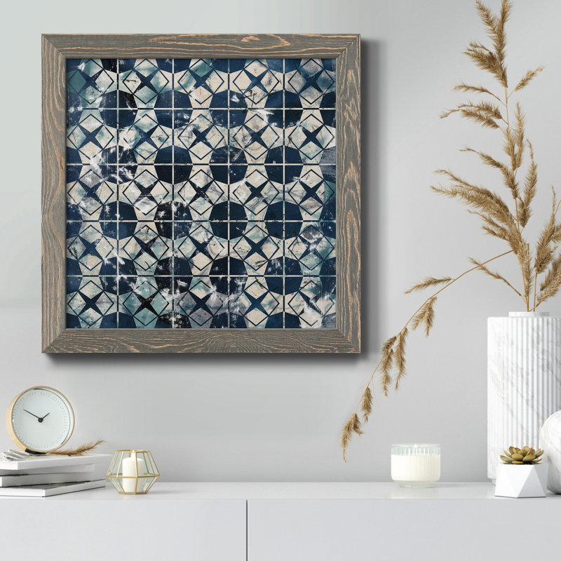 Toile encadrée de qualité supérieure Tile-Dye - prête à être accrochée, H 31,5 po x l 31,5 po x P 1,5 po, Encadré gris