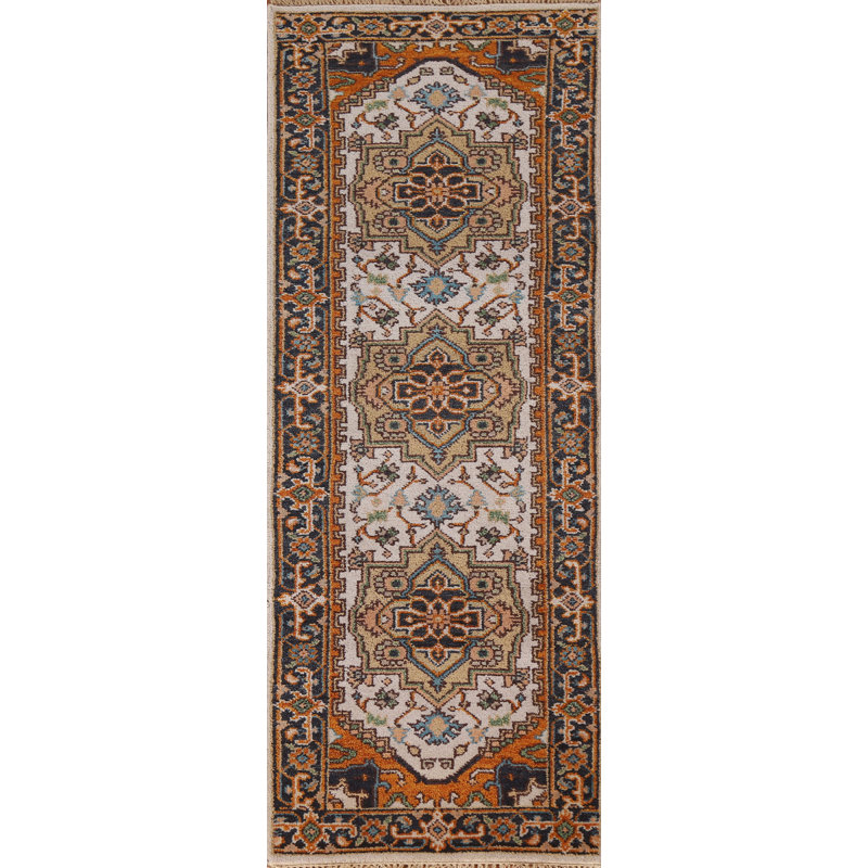 Tapis de couloir indien à motif géométrique 2 x 8
