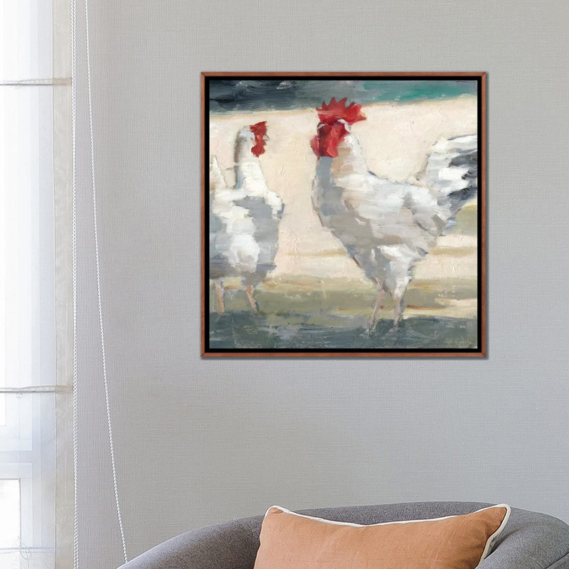 " Chicken Yard II " by Ethan Harper, Classic Wood Framed, 26" H x 26" W x 1.5" D, No Mat