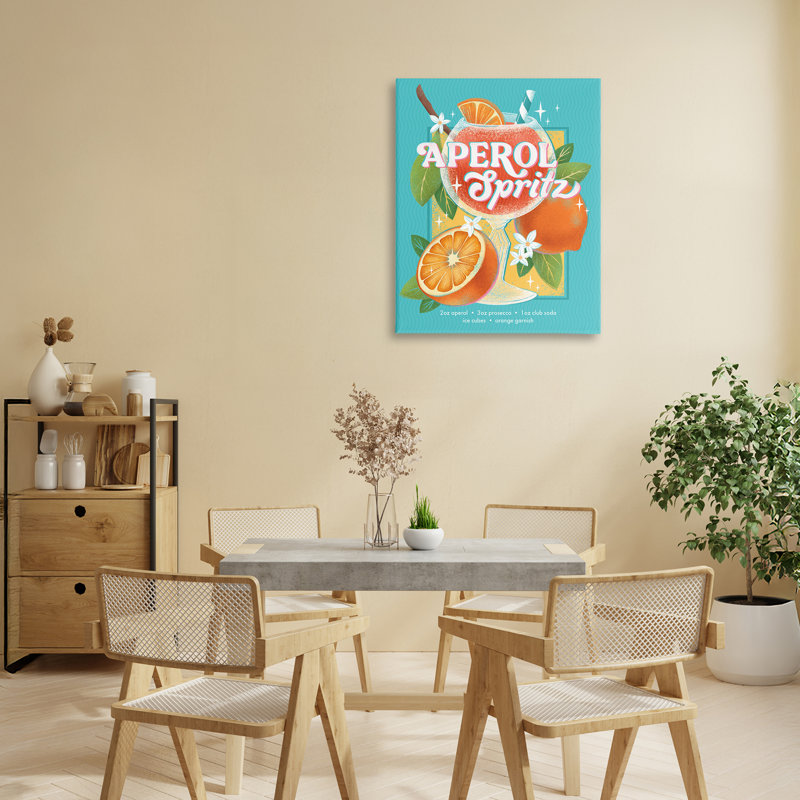 Refreshing Retro Aperol & Recipe Canvas, design by Courtney Morgenstern, 20" H x 16" W