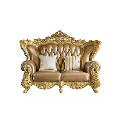 Rhuddlan Genuine Leather Rolled Arm Loveseat