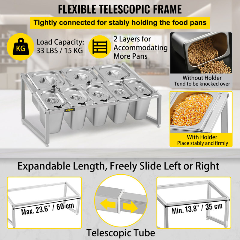 Expandable Silver Stainless Steel 2-Tier Countertop Spice Rack