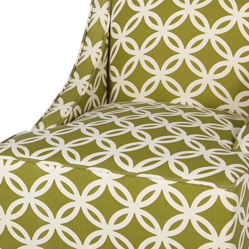fauteuil de chambre à treillis Deasia, Vert / blanc géométrique