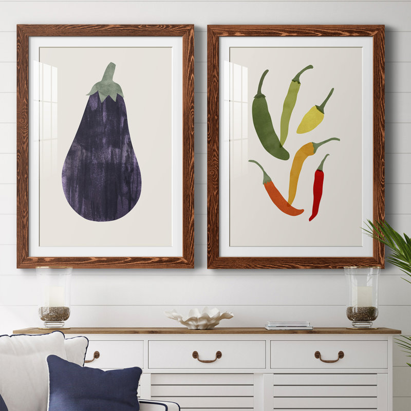 Organic Veg VIII - ensemble de 2 peintures encadrées, Érable, H 24 po x l 36 po x P 1,5 po