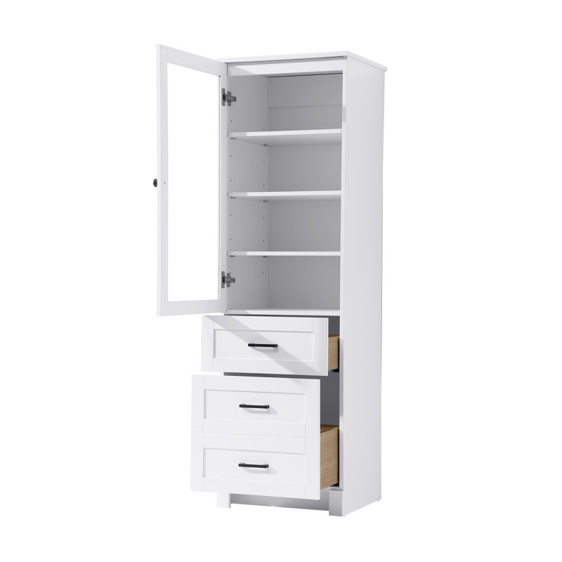 Armoire de rangement pour salle de bain 20 pouces en blanc, Blanc, H 65 po x l 20 po x P 65 po