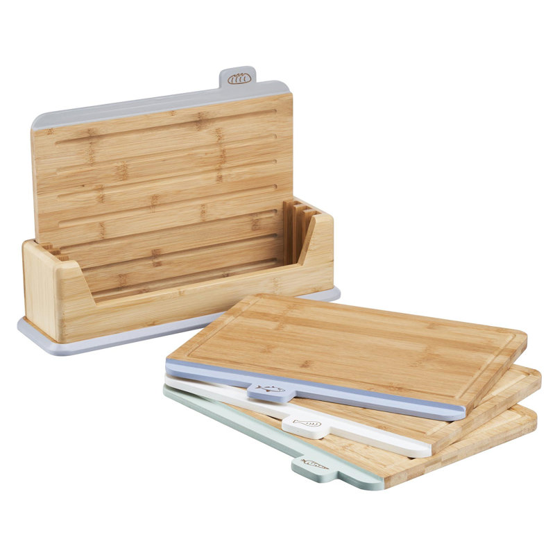 Set Of 4 Index Chopping Boards ,Bamboo Chopping Boards With Stand