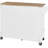 Rolling kitchen island with storage space, with rubberwood top, 3 drawers, 2 sliding shelves, and internal storage shelves, kitchen island with rolling wheels and spice rack and tower, white-188404232