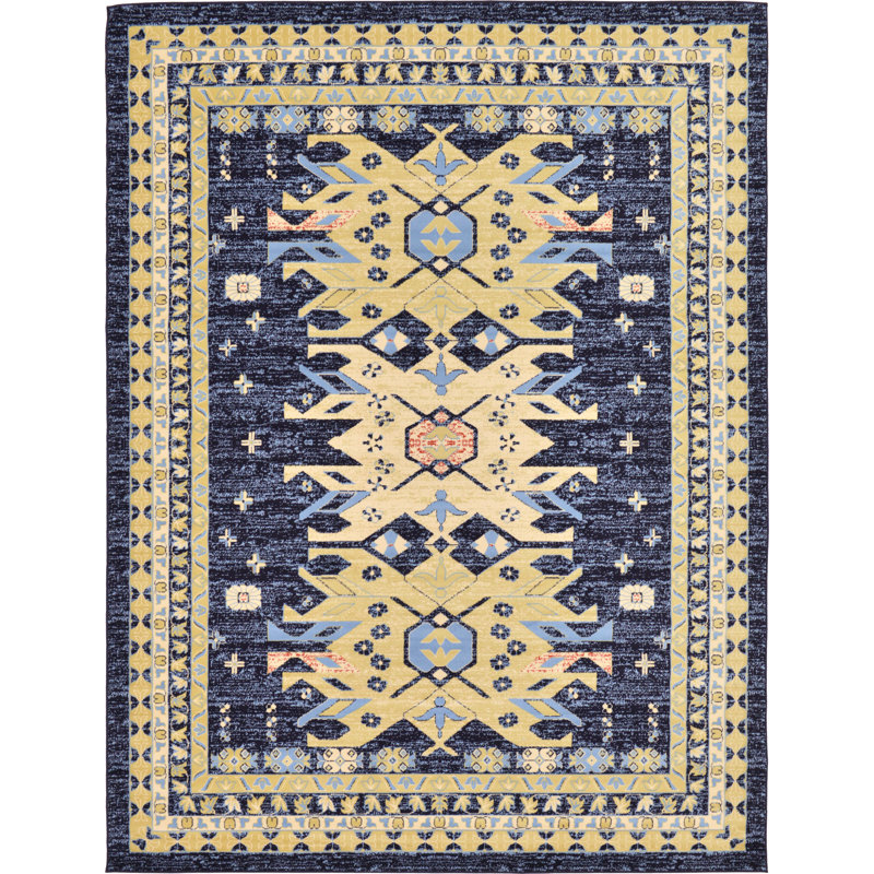 Tapis bleu marine Eesi Southwestern, Rectangle 7 pi 10 po x 10 pi