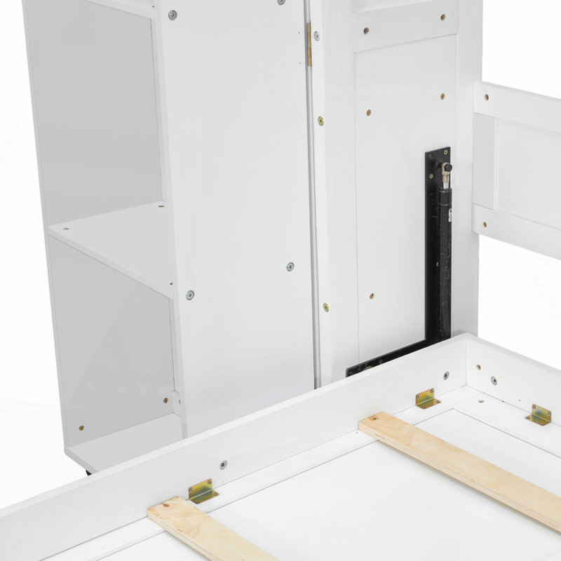 Queen Murphy Bed With Storage Doors, White