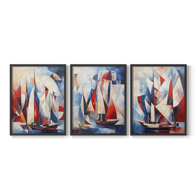 Série Sea and Shore XCV - Ensemble de 3 estampes numériques - Prêt à accrocher