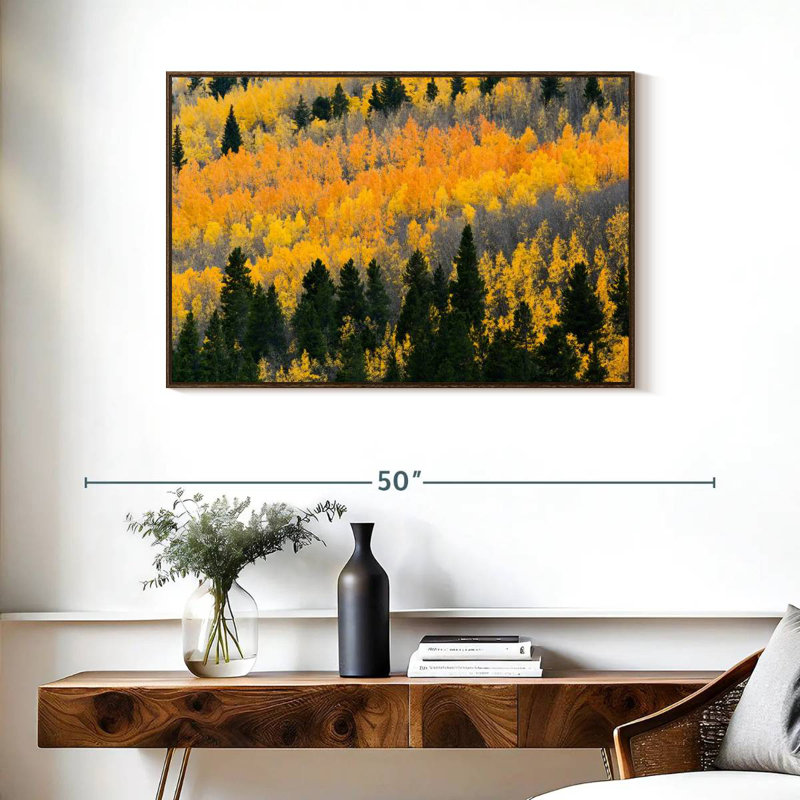 Colorado Aspen Wilderness, 37 po x 25 po, Cadre flottant noyer