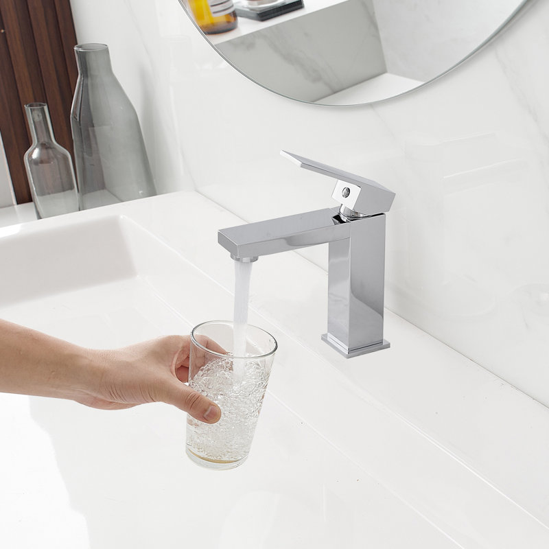 Single Handle Single Hole Low-Arc Bathroom Faucet, Polished Chrome