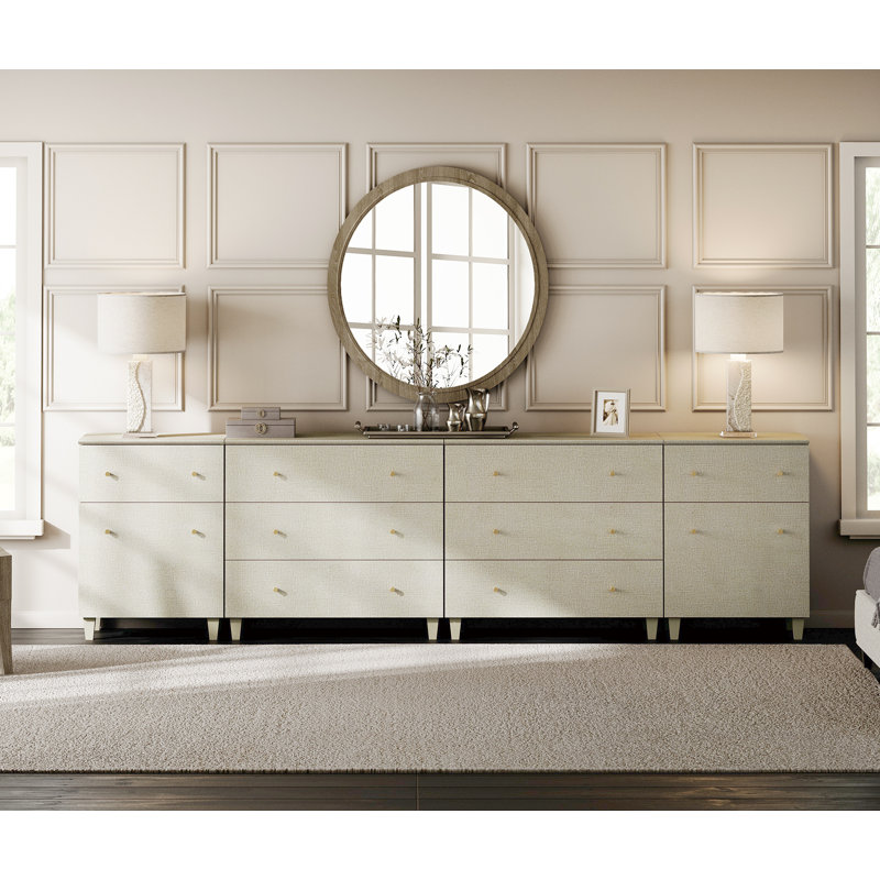 4-In-1 Dresser Chests With 8 Drawers And 2 Shelves For Bedroom, Dark Beige