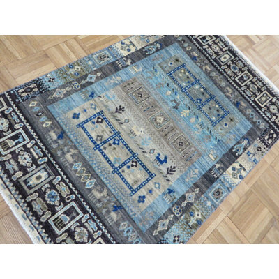 Tapis oriental bleu 2 pi 6 po x 3 pi 10 po Gabbeh Peshawar 1236BB7A4D7245FEAB6998F8F6671A0B