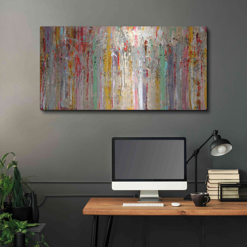 «Vertical Reflections» par Ingeborg Herckenrath - peinture sur métal sans cadre, H 24 po x l 48 po x P 0,2 po