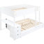 Lit superposé blanc avec configuration, lit gigogne simple et garde-corps pour couchettes supérieures - Ports, rangement