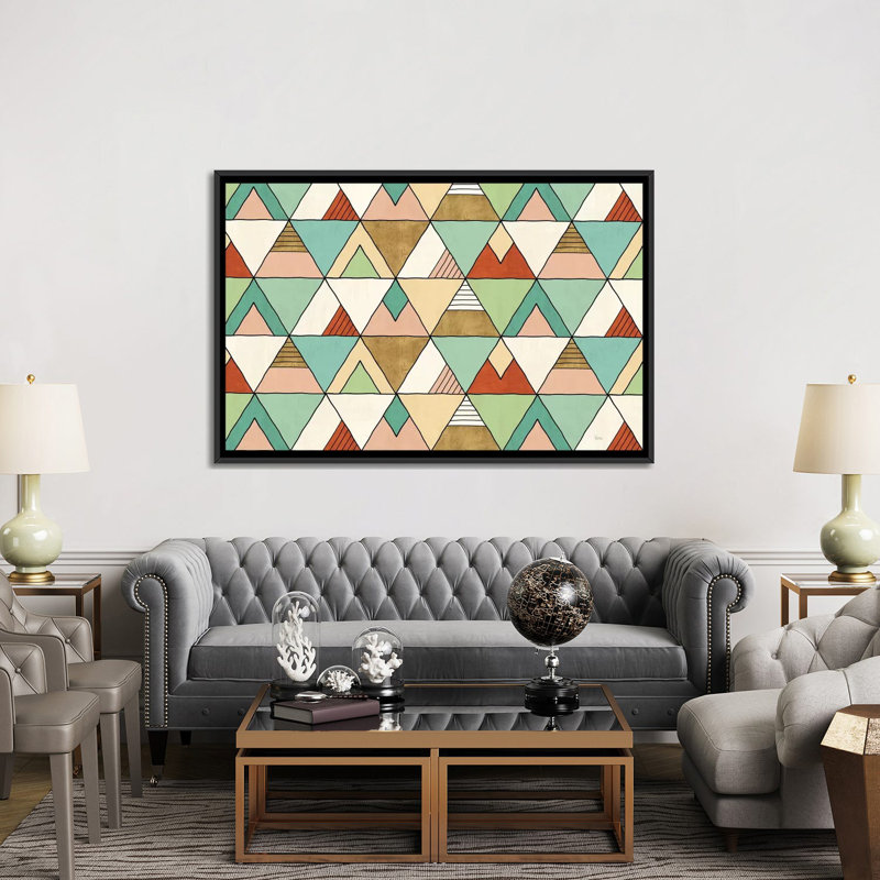 «Southwest Geo X», impression sur toile, H 18 po x l 26 po x P 1,5 po, Toile avec cadre noir, Pas de tapis