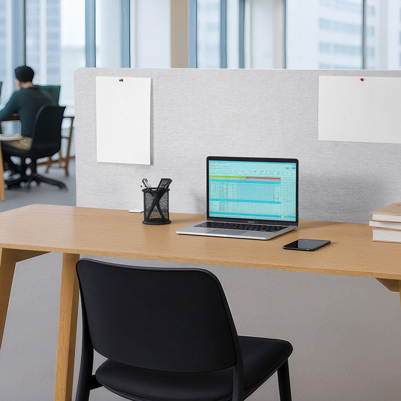 Panneau d'intimité de diviseur de bureau, cloison de bureau à pince 60 "x 24", panneau de cloison en PET, cloison d'intimité pour poste de travail avec 2 pinces de type C pour bureau, pièce robuste, bibliothèque