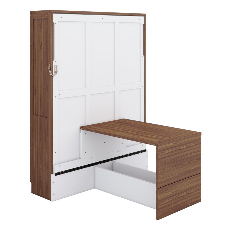 Lit escamotable avec bureau escamotable Murphy, Blanc