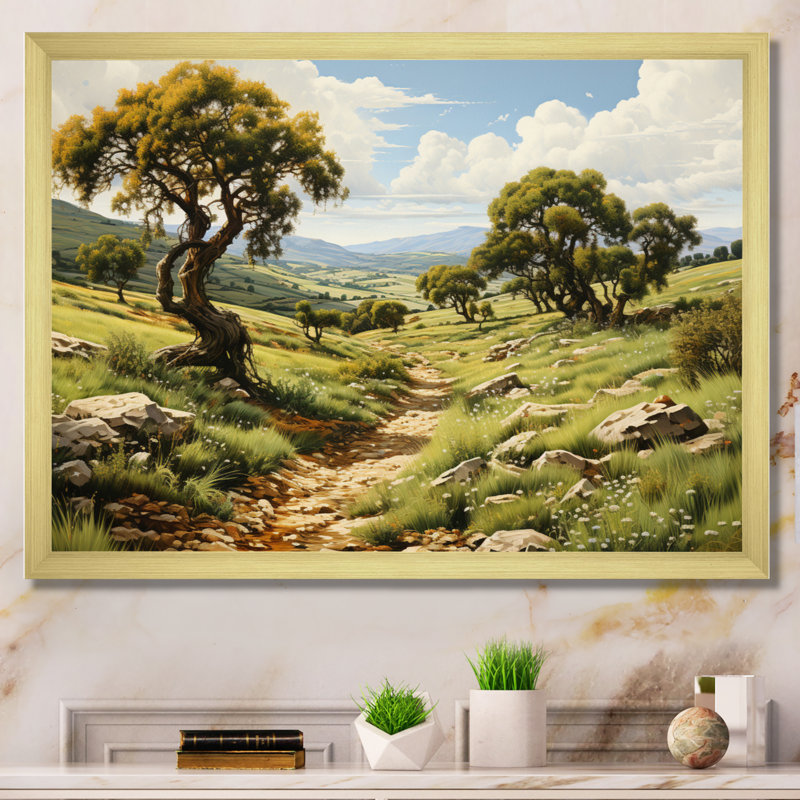 Spain Olive Groves In Andalusiain I - Landscapes Wall Art Prints, H 16 po x l 32 po x P 1 po, Cadre doré à une seule photo