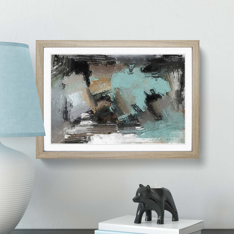 Abstract Vol.280 by S.Johnson - Single Picture Frame Painting, Oak Framed, 24cm H x 33cm W x 2cm D