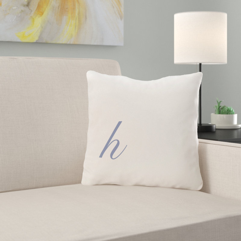 Monogram Design Collection Reversible Throw Pillow, 18"x18", Blue, B