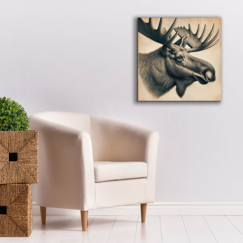 Toile épique «Moose Head» par Rey Klimt, H 26 po x l 26 po