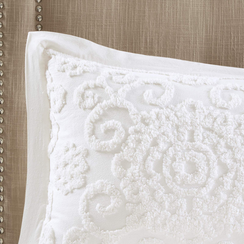 Laurs White Standard Cotton Reversible 3 Piece Comforter Set