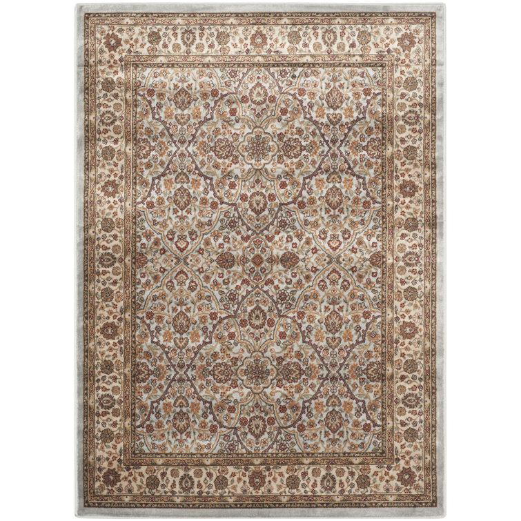 Petronella Viscose Oriental Rug in Light Blue/Ivory