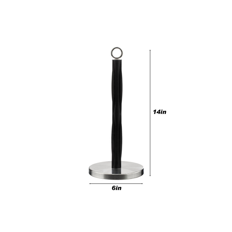 Porte-essuie-tout Rebrilliant avec bouton rond et bras de tension, Black