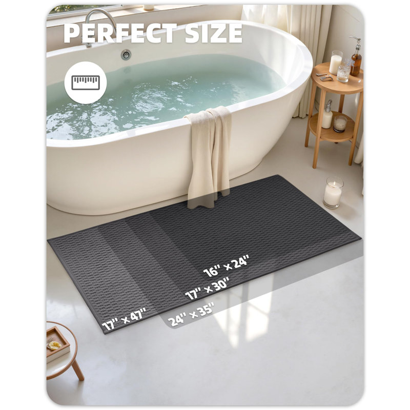 Tapis pour salle de bain en chenille, L 36 po x l 24 po, Gris foncé