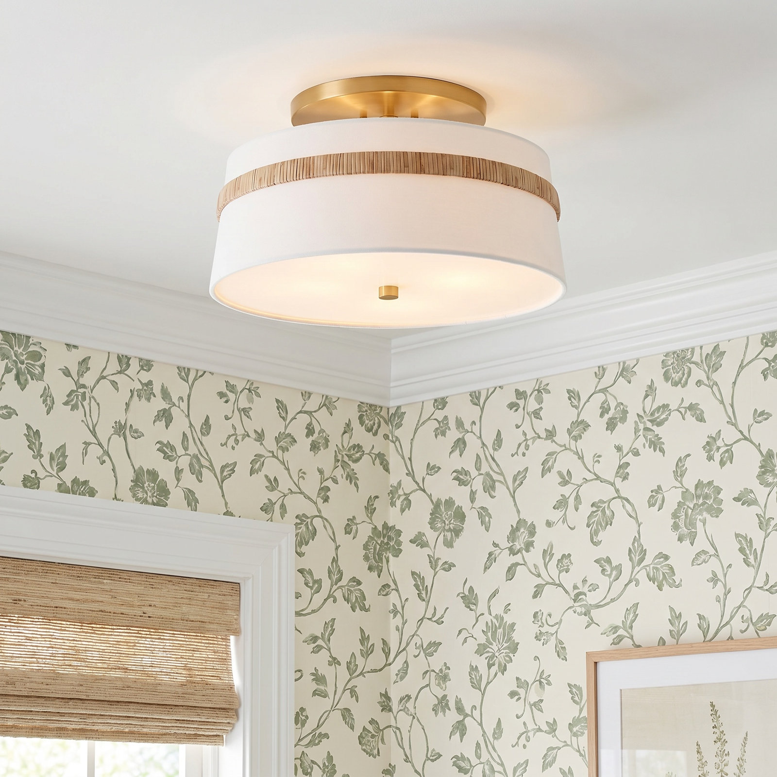 Daquavion 3 Light Fabric Flush Mount, 9.5" H x 19" W x 19" D