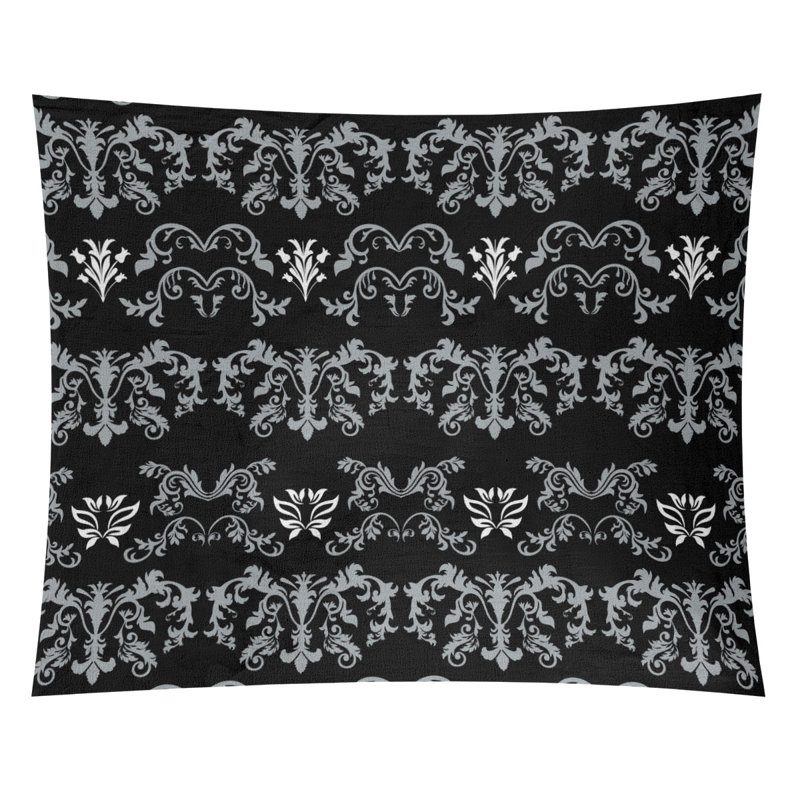 Microfiber Tapestry, 27.5" H x 37.5" W, Black/Grey/White