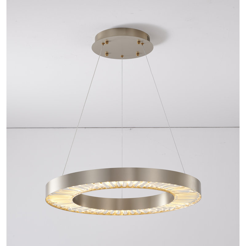 Lustre rond moderne en cristal 1 lumière DEL dorée