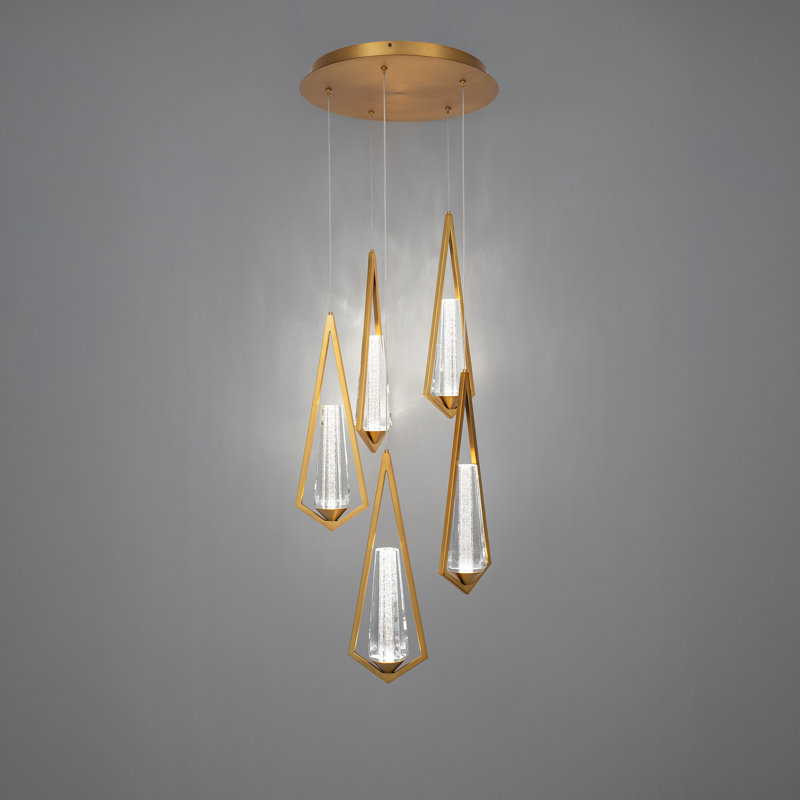 Devotion LED Pendant, 5 Lights,  18" H x 17" W x 17" D, Aged Brass