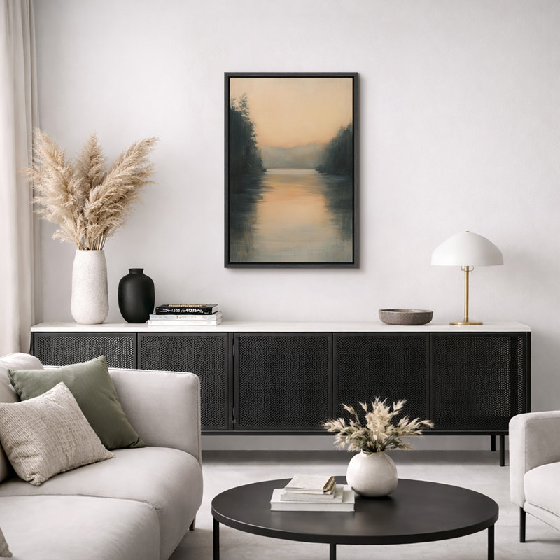 «Misty Forest Lake Landscape», art de chambre à coucher, impression sur toile encadrée, H 24 po x l 16 po x P 1,5 po