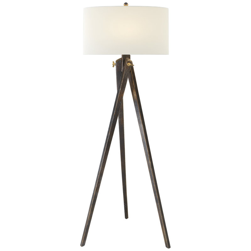 Chapman & Myers Tripod Floor Lamp, Tudor Brown Stain, Fabric