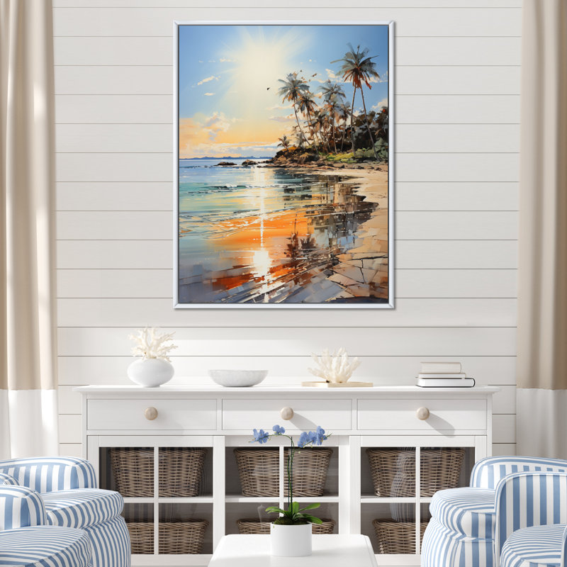 «Coastalbeach Beach Bliss I» - Art mural sur toile, H 32 po x l 24 po x P 1 po, Cadre flottant blanc