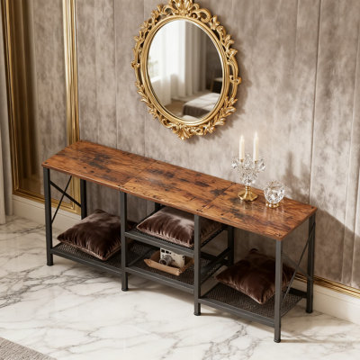 TV Stand For 55 Inch TV With 3-Tier Open Shelves, Entertainment Centre Media Console With Sturdy Metal Frame And Rustic Design For Living Room And Bedroom