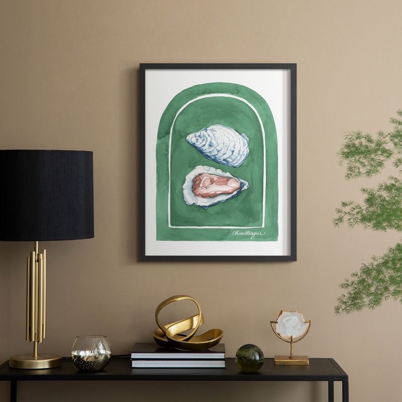 East Coast Oysters II, reproduction encadrée - bois massif, Noir, noir, noir, noir, H 15 po x l 12 po